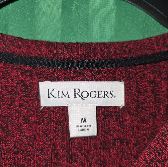 Kim Rogers Women's Red Black Sweater Medium Long Sleeve Casual Classic Cotton - Picture 3 of 13